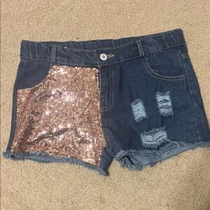 Sequin Denim Girls Shorts